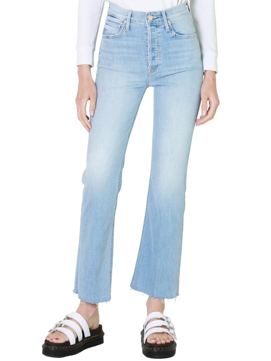 MOTHER Denim - MOTHER The Tripper Ankle Fray High Rise Flare Jeans Island Time Denim Women’s 25